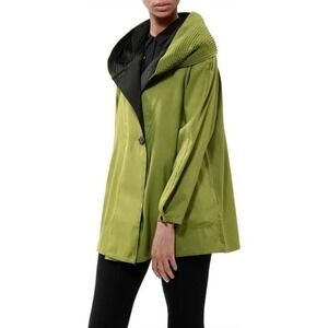 Mycra Pac Donatella Raincoat M/L Green Black Reversible Pleat Hood USA